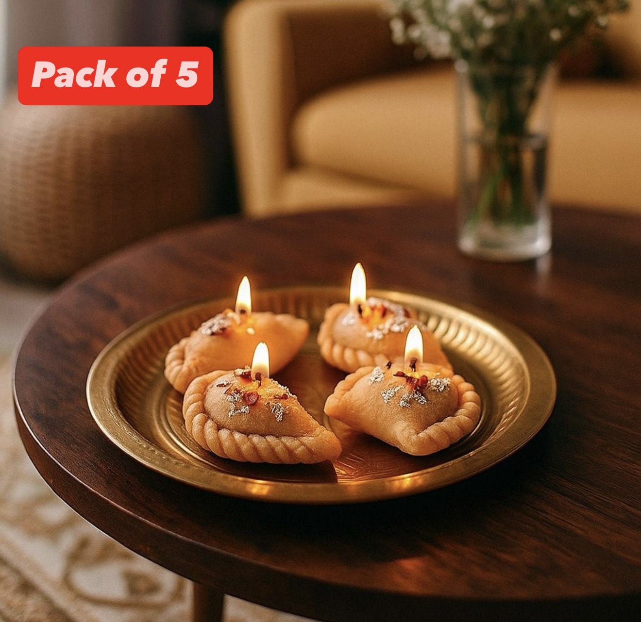 Gujiya Shape Candle Pack of 5