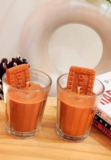 Chai Glass with Parle G Candle