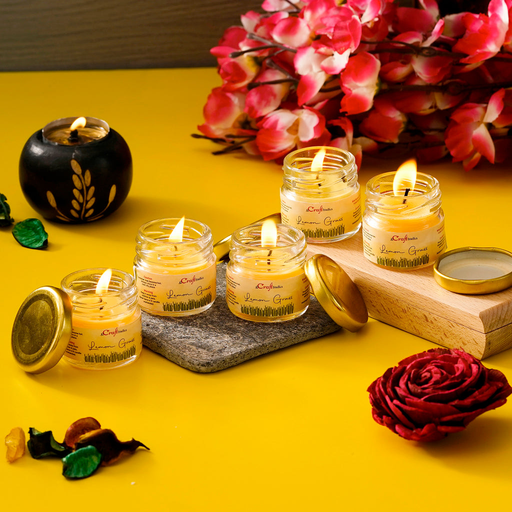 Lemon Grass Scented Mini jar Candle (Set of 5)