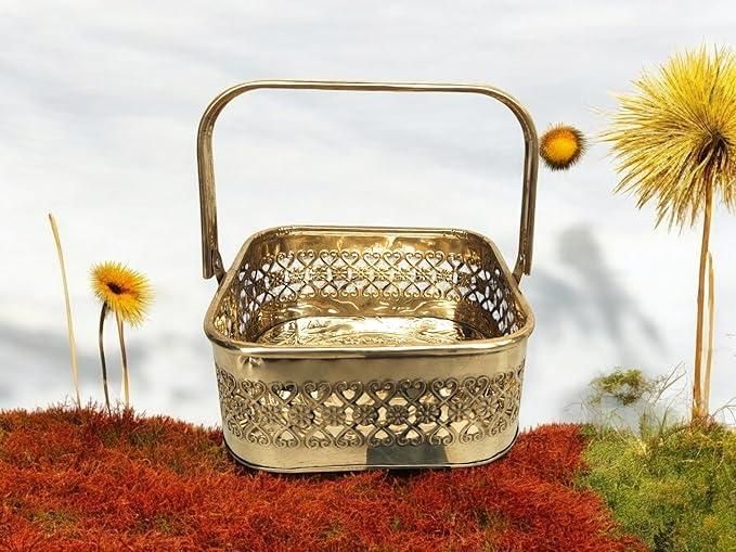 Presents Pure Brass Square Traditional Pooja Basket Dalia