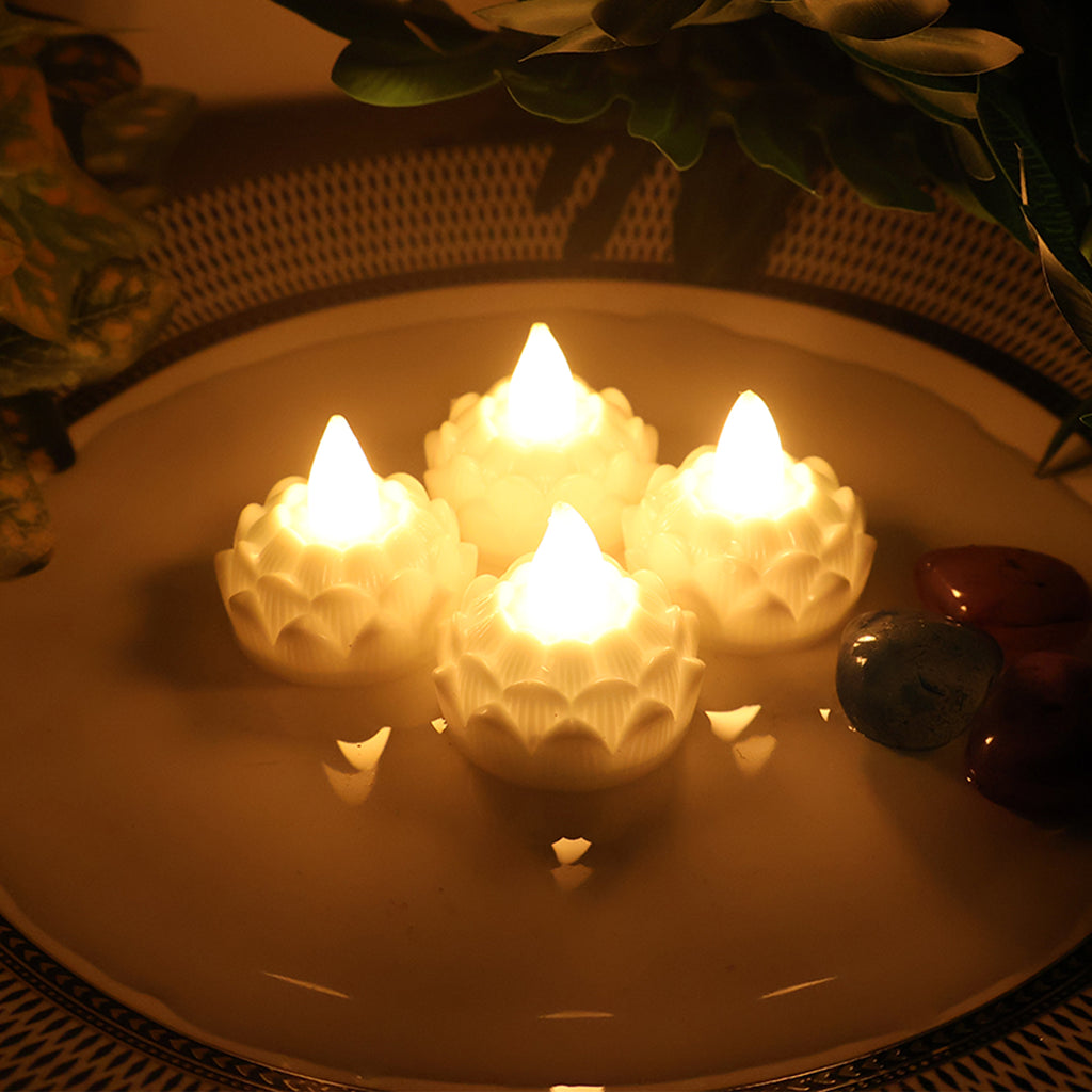 Led Floating Lotus Water Sensor Candles (12 Pc)