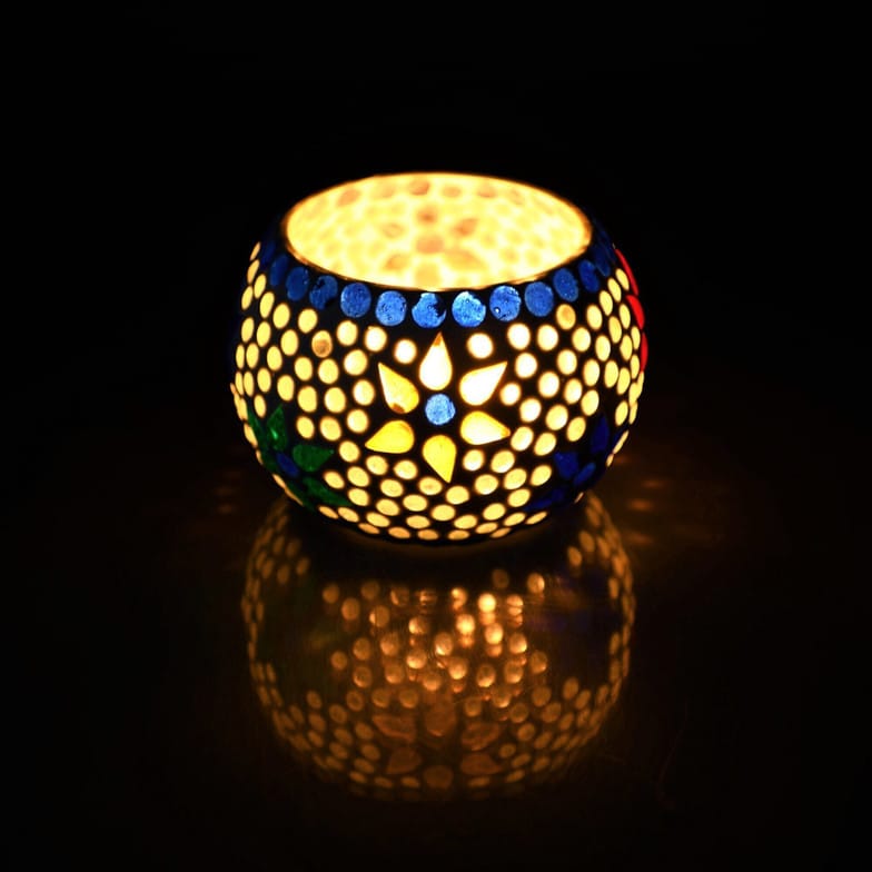 Mosaic Glass Decorative Tea Light Holder (Set of 4)