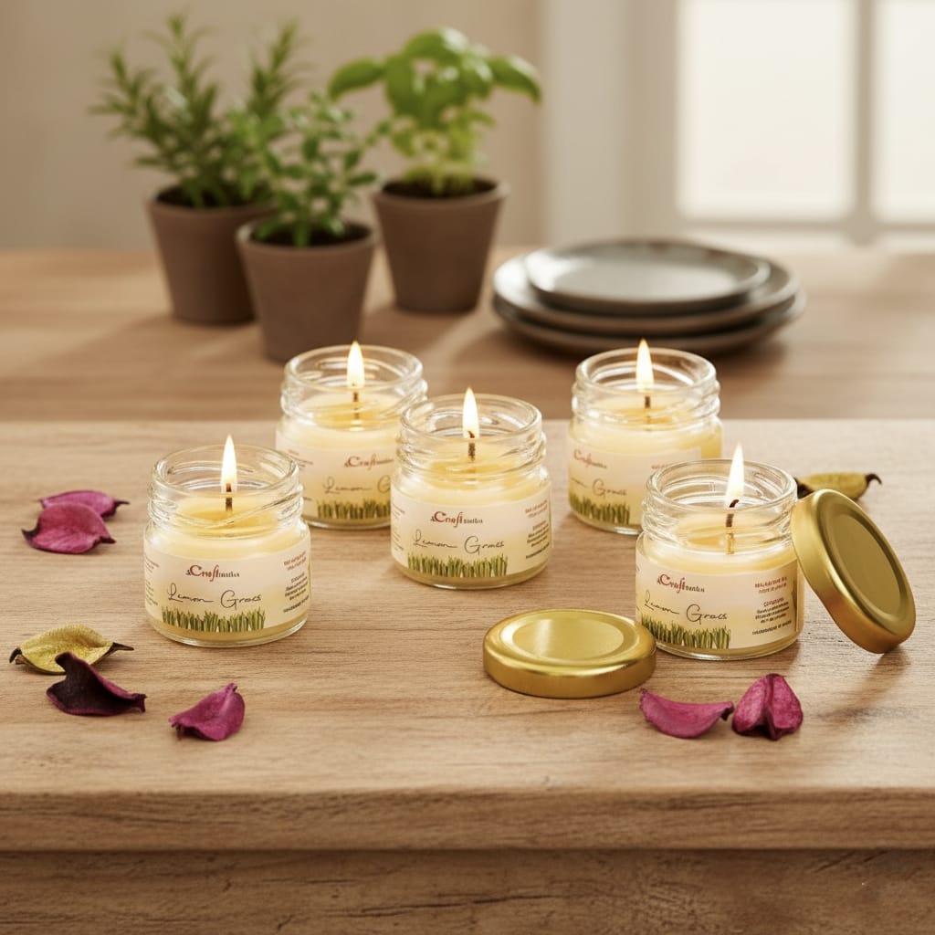 Lemon Grass Scented Mini jar Candle (Set of 5)