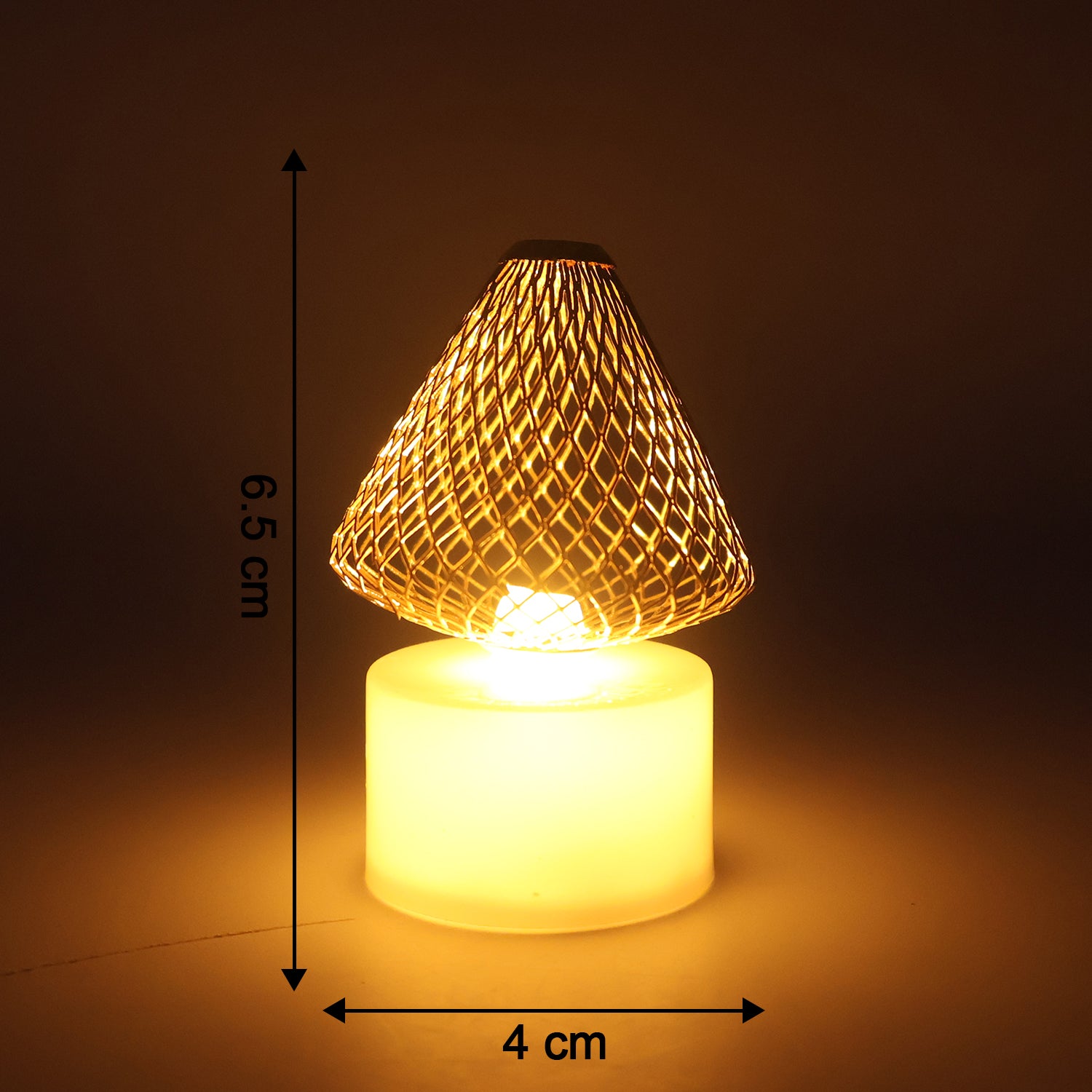 Led Flameless Candle Lights With Golden Net Cover (Set of 12)