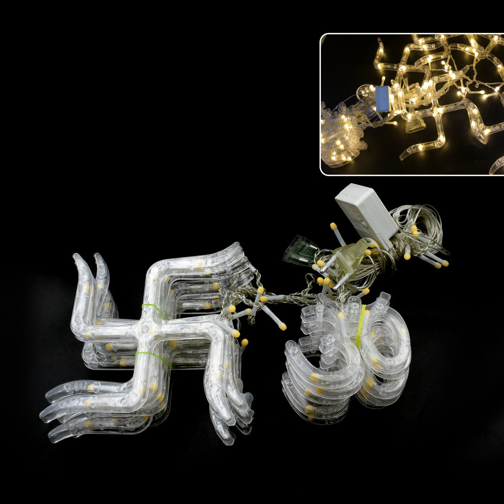 Swastik Om Curtain Decorative Lights with 12 Hanging Pcs & 138 Led