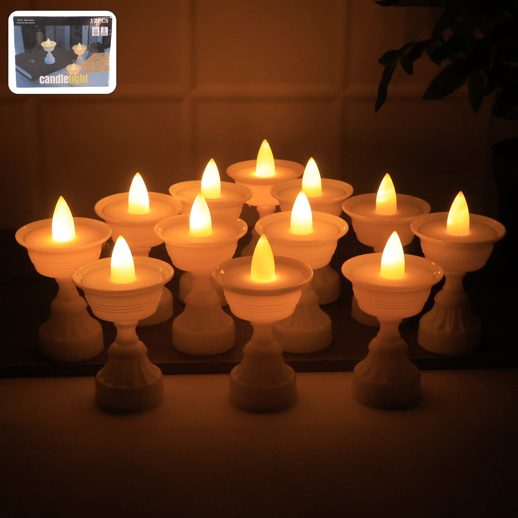 White Water Sensor Led Diya's (Set of 12)