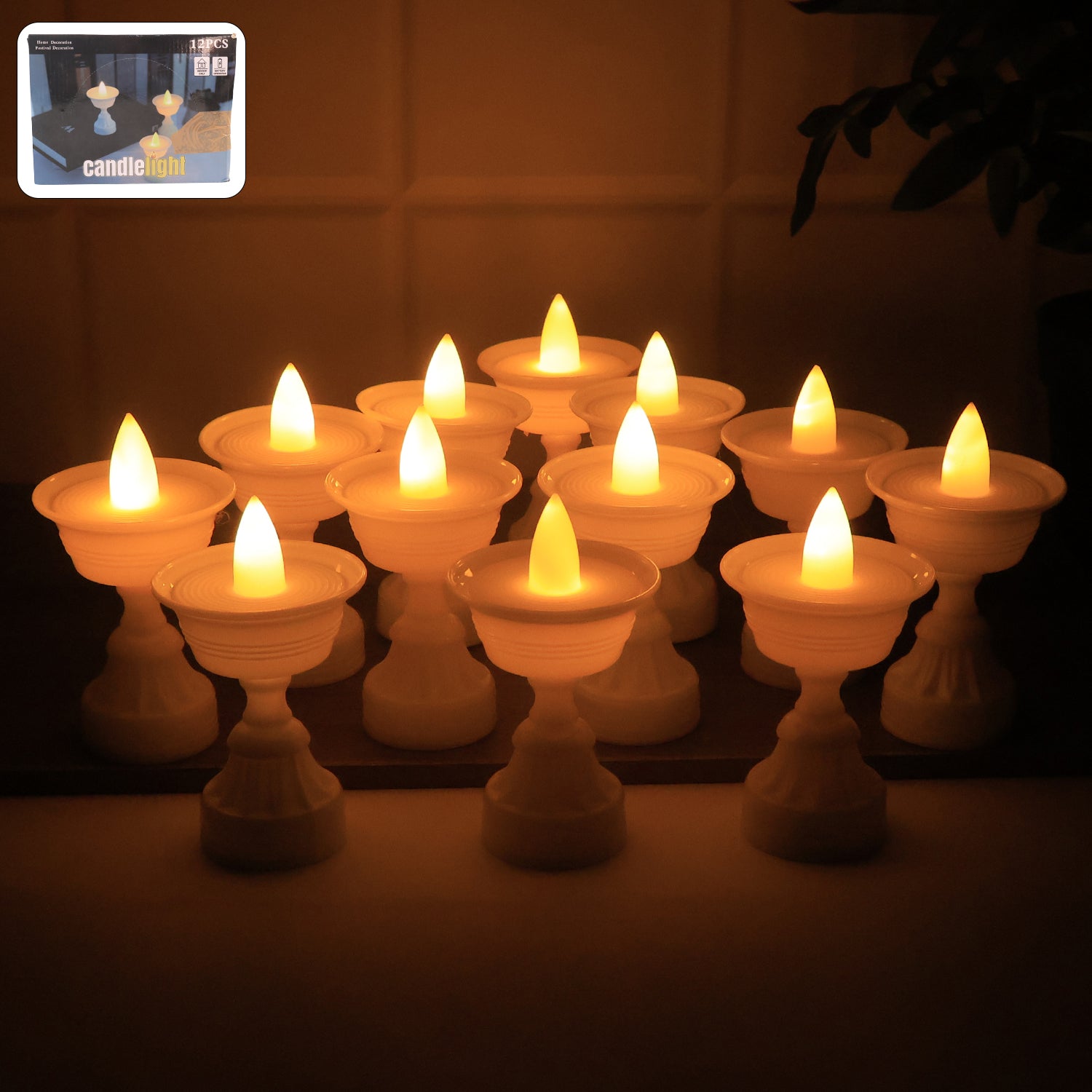 White Water Sensor Led Diya's (Set of 12)