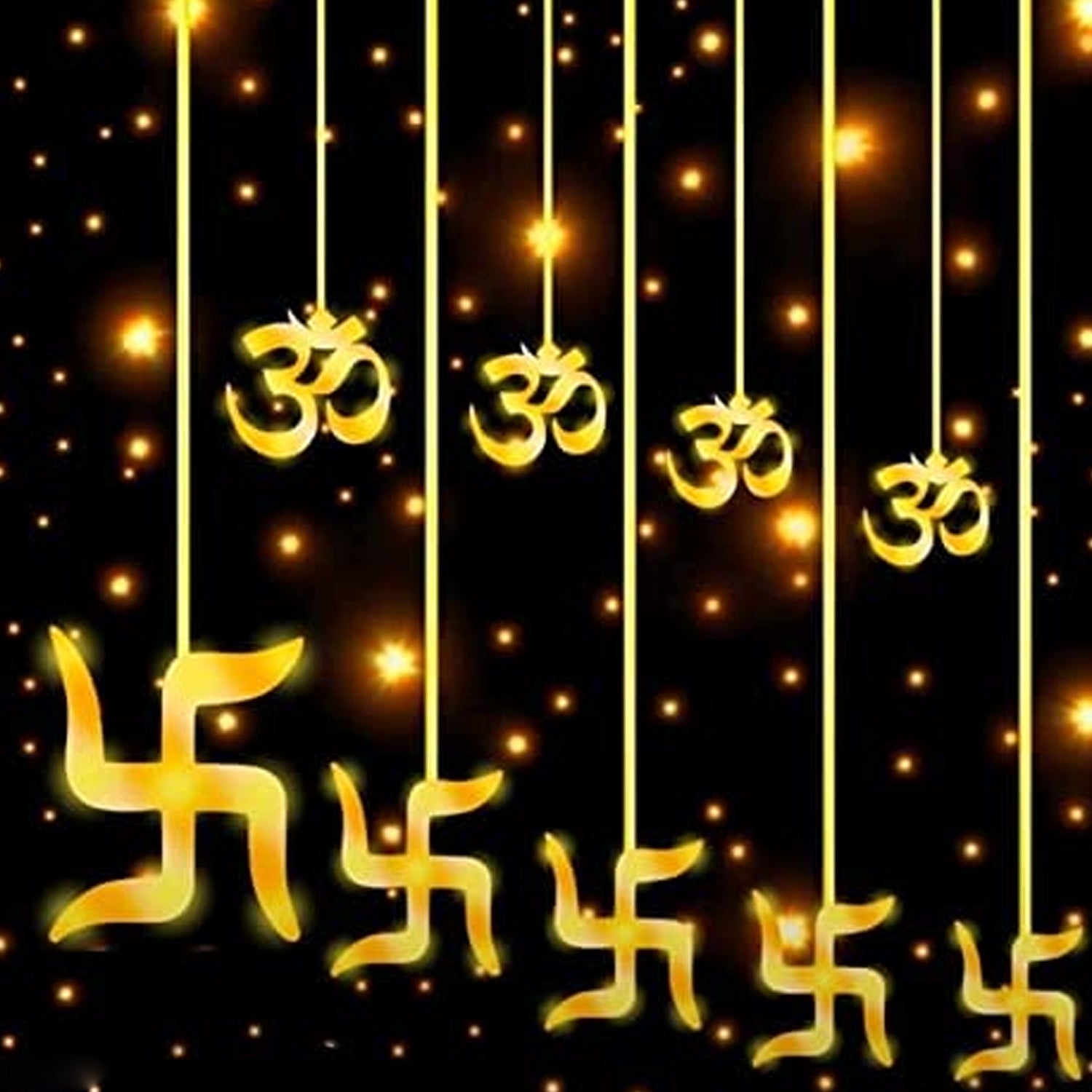 Swastik Om Curtain Decorative Lights with 12 Hanging Pcs & 138 Led